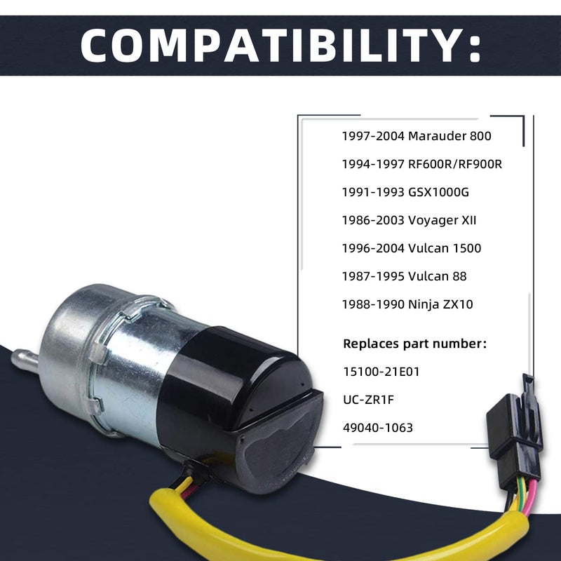PLDDE New 1pc High Performance DC 12V Electric Gas Intank EFI Fuel Pump 15100-21E01 UC-ZR1F Assembly Wiring Plug Connector Compatible with Marauder RF600R RF900R GSX1000G Voyager Vulcan Ninja - Image 2